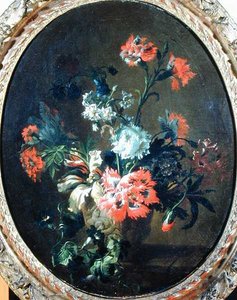 Bloemen in een stenen vaas door Nicolas (attr.to) Baudesson