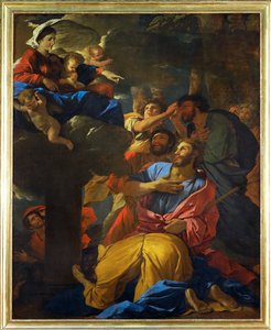 Verschijning van de Vierge aan Sint Jaques le Majeur - de Maagd verschijnt aan Sint Jacobus de Oude;1629-1630 ... door Nicolas (attr.to) Poussin