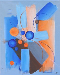 Dynamische blauw-oranje bollen