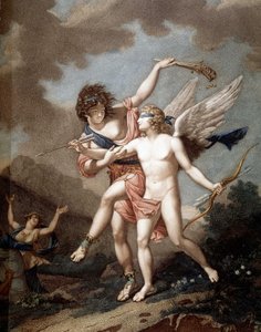 Liefde geleid door waanzin door Nicolas Andre (after) Monsiau