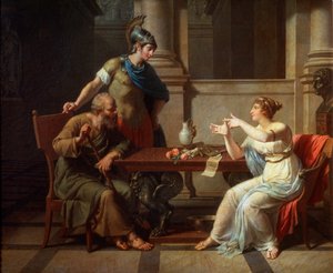 Socrates en Alcibiades bij Aspasia door Nicolas Andre Monsiau
