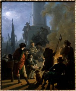Een revolutionair bivak in 1789 Schilderij door Nicolas Taunay (1755-1830)