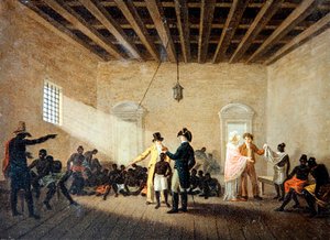 Een Interieur met Slavenhandelaren door Nicolas Antoine Taunay