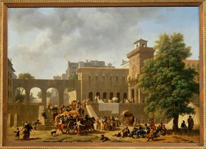 De buitenkant van een militair hospitaal, ook bekend als "De Fransen in Italië", Salon 1804 ... door Nicolas Antoine Taunay