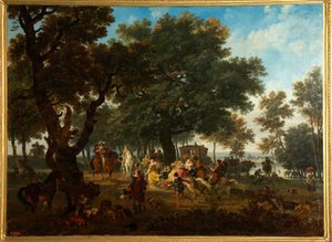 Jachtpartij van koning Hendrik IV van Frankrijk (1553-1610) en zijn gevolg door Nicolas Antoine Taunay