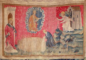De Oogst van de Uitverkorenen, uit het Apocalyps Wandtapijt van Angers, 1373-87 door Nicolas Bataille