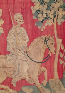Het bleke paard en de dood, uit de Apocalyps Tapestry van Angers, 1373-87 door Nicolas Bataille