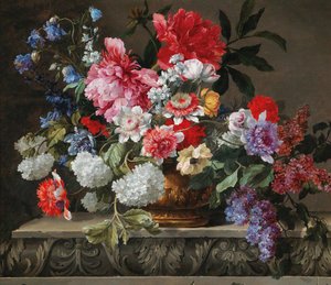 Stilleven van rozen, tulpen, anemonen en seringen, tweede helft van de 17e eeuw