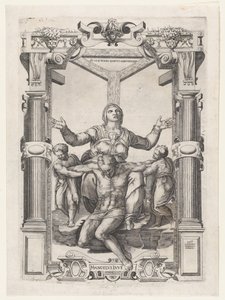 Pietà met engelen voor het kruis, 1547 door Nicolas Beatrizet