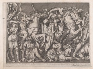 Speculum Romanae Magnificentiae: Slag van de Amazonen, 1559 door Nicolas Beatrizet