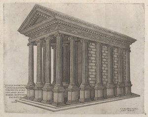 Speculum Romanae Magnificentiae: De Tempel van Fortuna in Rome, 16e eeuw door Nicolas Beatrizet