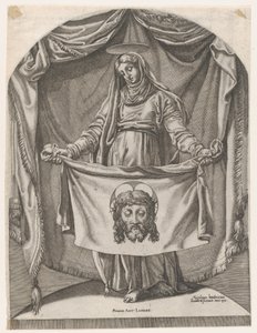Sint Veronica met de Sudarium, naar Michelangelo door Nicolas Beatrizet