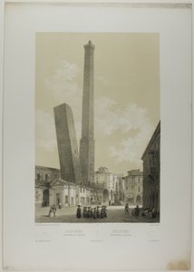 Bologna: De torens van Asinelli en Garisenda, plaat 40 uit Italie Monumentale et Pittoresque