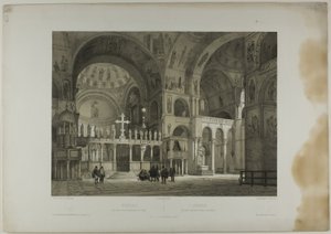 Venetië: Tweede binnenaanzicht van San Marco, plaat zestien uit Italie Monumentale et Pittoresque door Nicolas Chapuy
