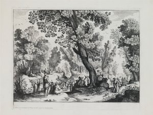 Een Bosrijk Landschap met de Preek van St. Johannes de Doper