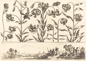 Bloemafdruk nr. 5 door Nicolas Cochin after Balthasar Moncornet
