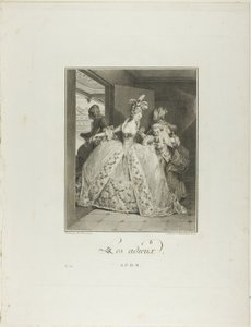 Afscheid, uit Monument du Costume Physique et Moral de la fin du Dix-huitième siècle door Nicolas Delaunay