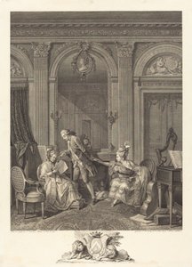 Het liefdesbriefje door Nicolas Delaunay after Nicolas Lavreince