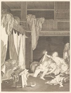 De Wachter in Gebreke door Nicolas Delaunay after Pierre Antoine Baudouin