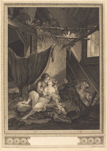 De late zorgen door Nicolas Delaunay after Pierre Antoine Baudouin