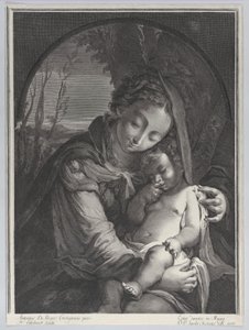 Maagd met het slapende Christus Kind, 1708 door Nicolas Etienne Edelinck