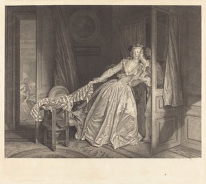 De gestolen kus door Nicolas François Regnault after Jean Honoré Fragonard