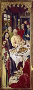 Drieluik: Maria Magdalena wast de voeten van Jezus (rechter paneel) door Nicolas Froment