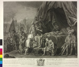Het dode lichaam van Bertrand Duguesclin (ets) door Nicolas Guy Brenet