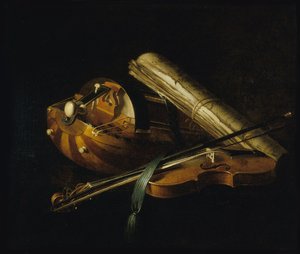 Stilleven met muziekinstrumenten, 1756
