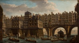 Zeelieden die steekspelen, tussen de Pont Notre Dame en de Pont-Au-Change, Parijs, 1756