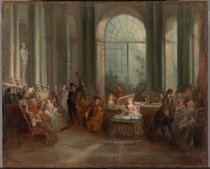 Concert in de ovale zaal van het kasteel van Pierre Crozat in Montmorency door Nicolas Lancret