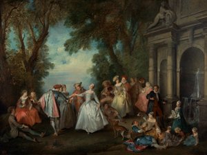Dans voor een Fontein door Nicolas Lancret
