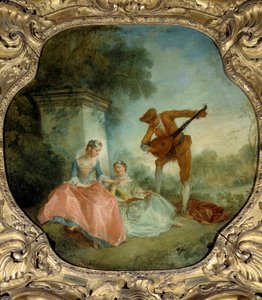 De muziekles Schilderij door Nicolas Lancret (1690-1743) 18e eeuw
