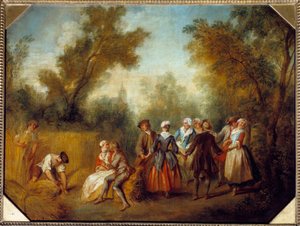 Zomerlandelijk feest tijdens de oogsttijd door Nicolas Lancret