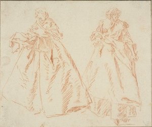 Twee staande vrouwen door Nicolas Lancret