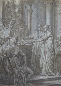 Louis III en Carloman geven de bisschoppen van het koninkrijk de verzekering van hun trouw in 882, ca. 1791 door Nicolas Lejeune