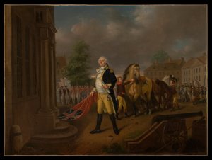 Generaal Humphreys Overhandigt de Standaarden genomen bij Yorktown aan Congress Hall (Philadelphia) door Nicolas Louis Albert Delerive