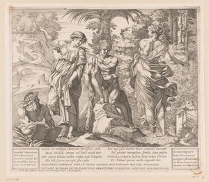 Hercules tussen Deugd en Ondeugd door Nicolas Mignard
