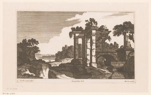 Landschap met antieke ruïnes door Nicolas Perelle