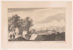Landschap met brug over snelstromende rivier