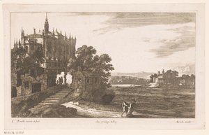 Landschap met kathedraal door Nicolas Perelle