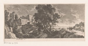 Landschap met ruïne aan zee door Nicolas Perelle