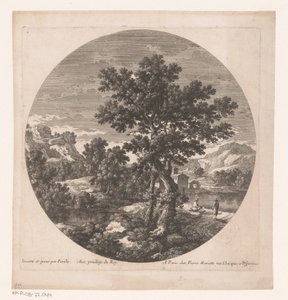 Landschap met twee mannen bij een meer door Nicolas Perelle