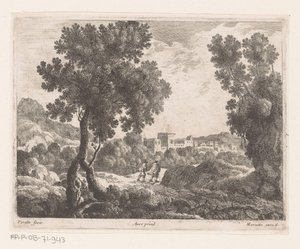 Landschap met twee wandelaars