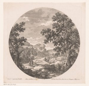 Landschap met wandelaars en lastdier door Nicolas Perelle