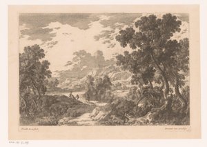 Rivierlandschap met vier figuren