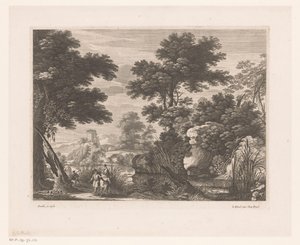 Rivierlandschap met vlucht naar Egypte