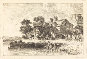 Paarden worden naar het water geleid aan een kronkelende rivier