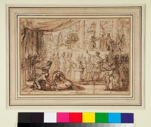 Antiek offer in een tempel door Nicolas Poussin