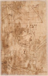 Architectonische krabbels (verso) door Nicolas Poussin